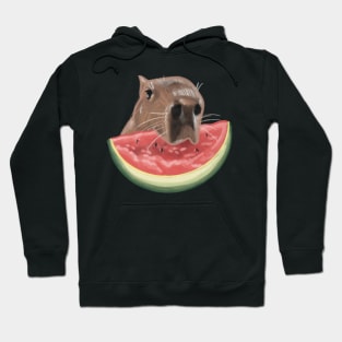 Capybara Snacking on a Slice of Watermelon Hoodie